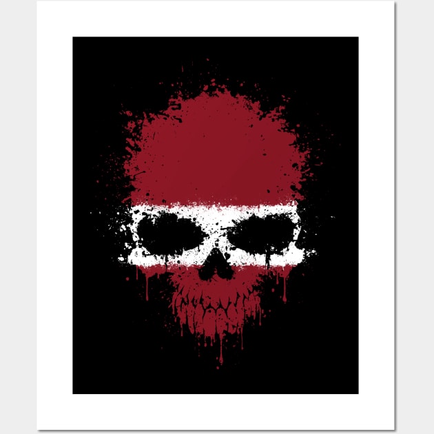 Chaotic Latvian Flag Splatter Skull Wall Art by jeffbartels